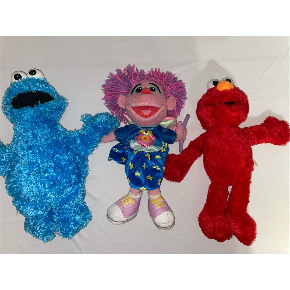 Sesame Street Plush Lot 3 Cookie Monster Elmo Abby Cadabby Fairy Kawaii